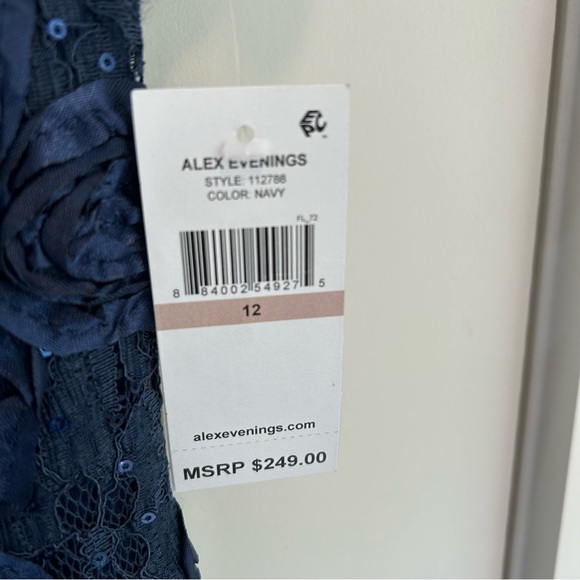 NWT Alex Evenings Navy Blue Evening Gown Size 12 - Picture 7 of 9